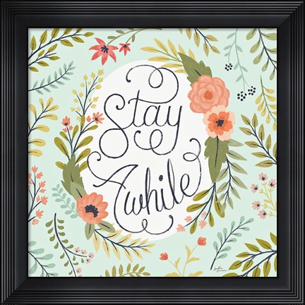 Framed Retro Garden II Mint Print