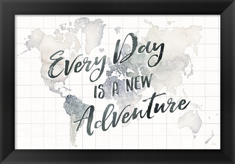 Framed Watercolor Wanderlust World Adventure Print