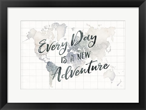 Framed Watercolor Wanderlust World Adventure Print