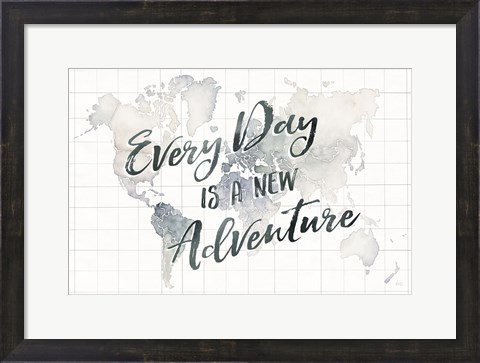 Framed Watercolor Wanderlust World Adventure Print