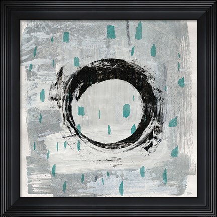 Framed Zen Circle I Crop with Teal Print