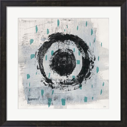 Framed Zen Circle II Crop with Teal Print