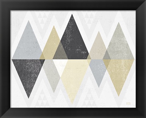 Framed Mod Triangles II Archroma Print