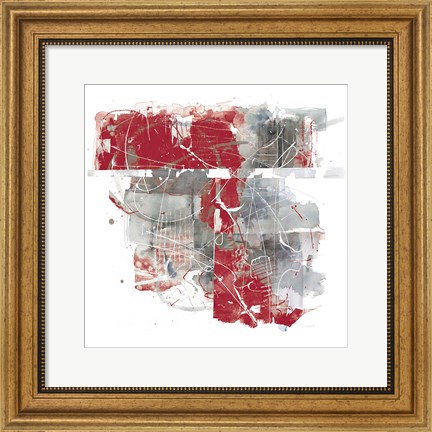 Framed Moving In and Out of Traffic II Red Grey Print