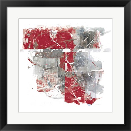 Framed Moving In and Out of Traffic II Red Grey Print