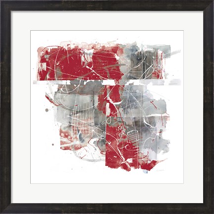 Framed Moving In and Out of Traffic II Red Grey Print