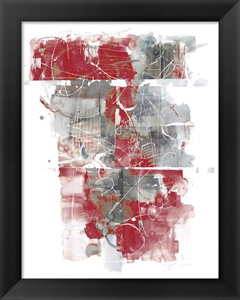 Framed Moving In and Out of Traffic I Red Grey Print