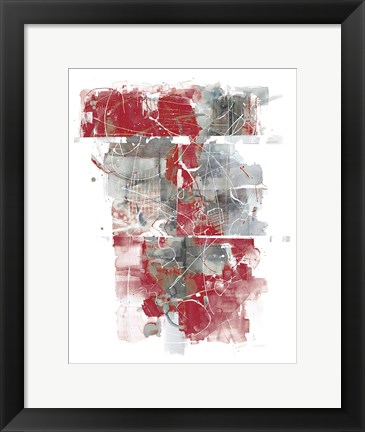 Framed Moving In and Out of Traffic I Red Grey Print