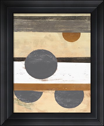 Framed Stripes and Circles Neutral Print