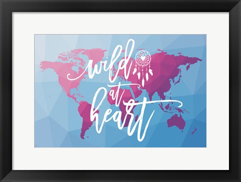 Framed Geo Map Boho I Print