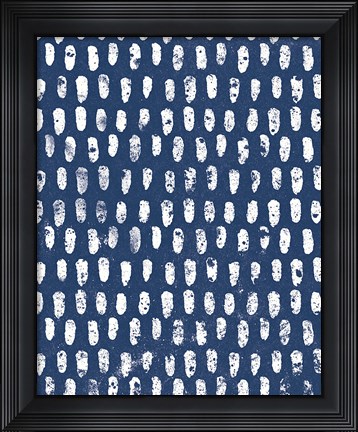 Framed Mark Making Tile Pattern V Dark Blue Crop Print
