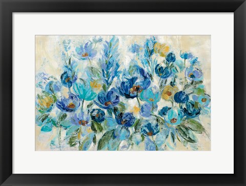 Framed Scattered Blue Flowers Print