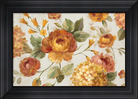 Framed English Garden on Gray Crop Print