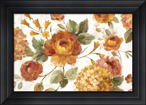Framed English Garden on White Crop Print