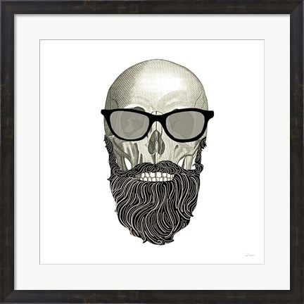 Framed Hipster Skull I Print