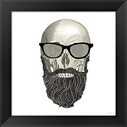 Framed Hipster Skull I Print