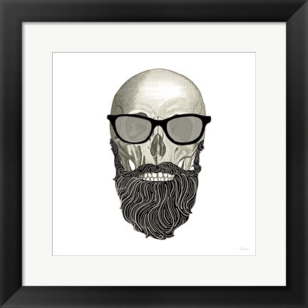 Framed Hipster Skull I Print