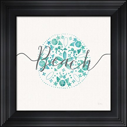 Framed Sea Charms II Gray Words Print