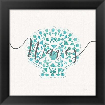 Framed Sea Charms III Gray Words Print