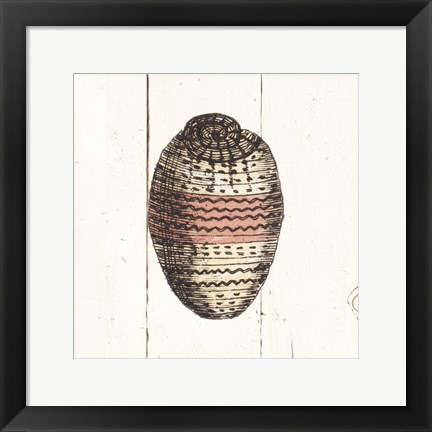 Framed Shell Sketches IV Shiplap Print