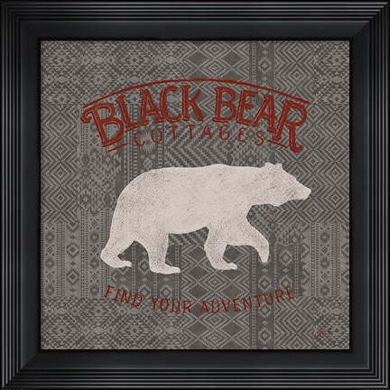 Framed Soft Lodge I Dark with Red Print