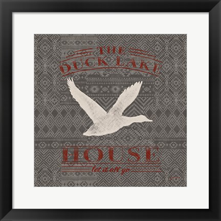 Framed Soft Lodge II Dark with Red Print