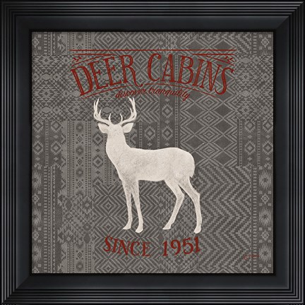 Framed Soft Lodge III Dark with Red Print