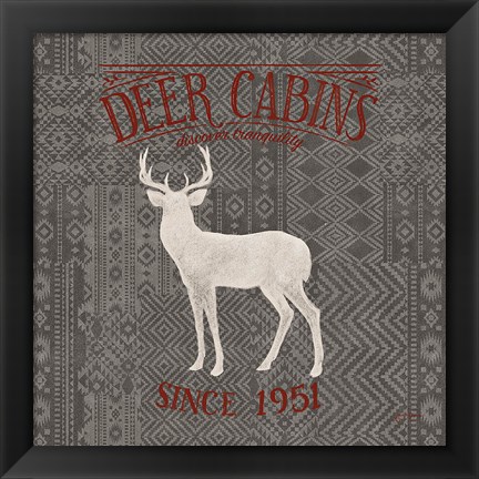 Framed Soft Lodge III Dark with Red Print