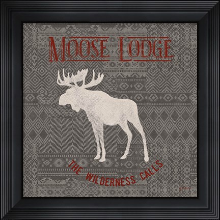 Framed Soft Lodge IV Dark with Red Print