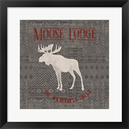 Framed Soft Lodge IV Dark with Red Print