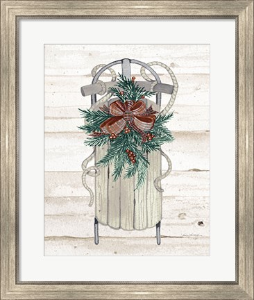 Framed Holiday Sports on Wood II Luxe Print