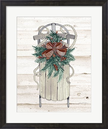 Framed Holiday Sports on Wood II Luxe Print