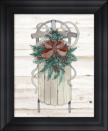 Framed Holiday Sports on Wood II Luxe Print