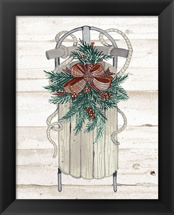 Framed Holiday Sports on Wood II Luxe Print