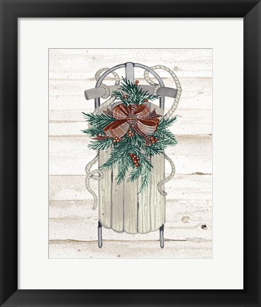 Framed Holiday Sports on Wood II Luxe Print