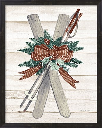Framed Holiday Sports on Wood IV Luxe Print