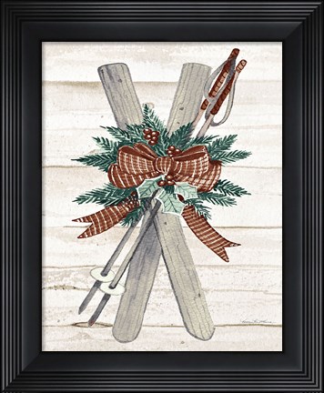 Framed Holiday Sports on Wood IV Luxe Print