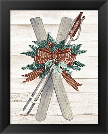 Framed Holiday Sports on Wood IV Luxe Print