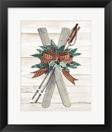 Framed Holiday Sports on Wood IV Luxe Print