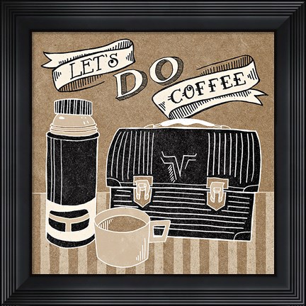 Framed Let&#39;s Do Coffee Taupe Print