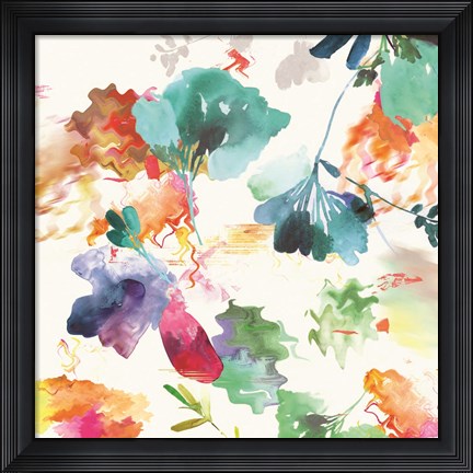 Framed Glitchy Floral I Print
