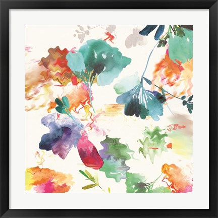 Framed Glitchy Floral I Print