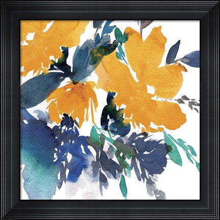 Framed Indigo Flower I Print