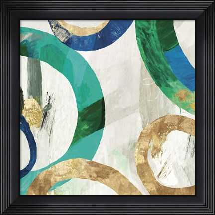 Framed Green Rings I Print