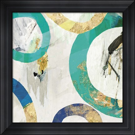 Framed Green Rings II Print
