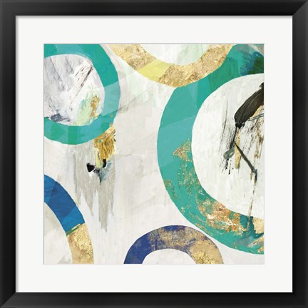 Framed Green Rings II Print