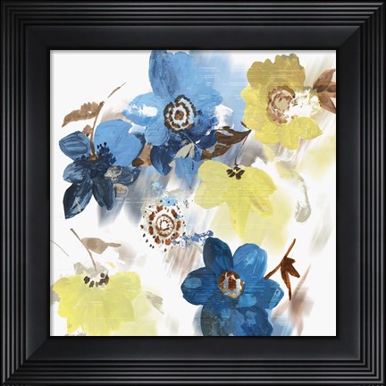 Framed Glitchy Floral I Print