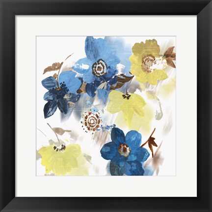 Framed Glitchy Floral I Print