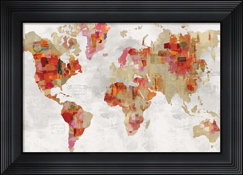 Framed Red Map Print