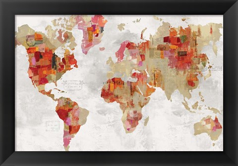 Framed Red Map Print